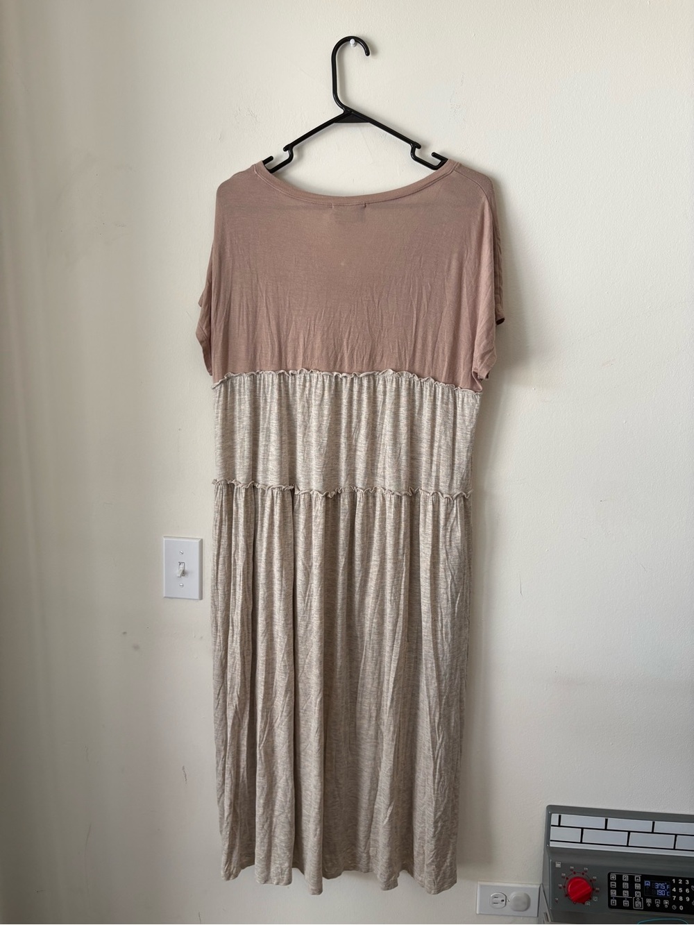 Two-Tone Taupe & Beige V-Neck Maxi Dress - Picture 5 of 5